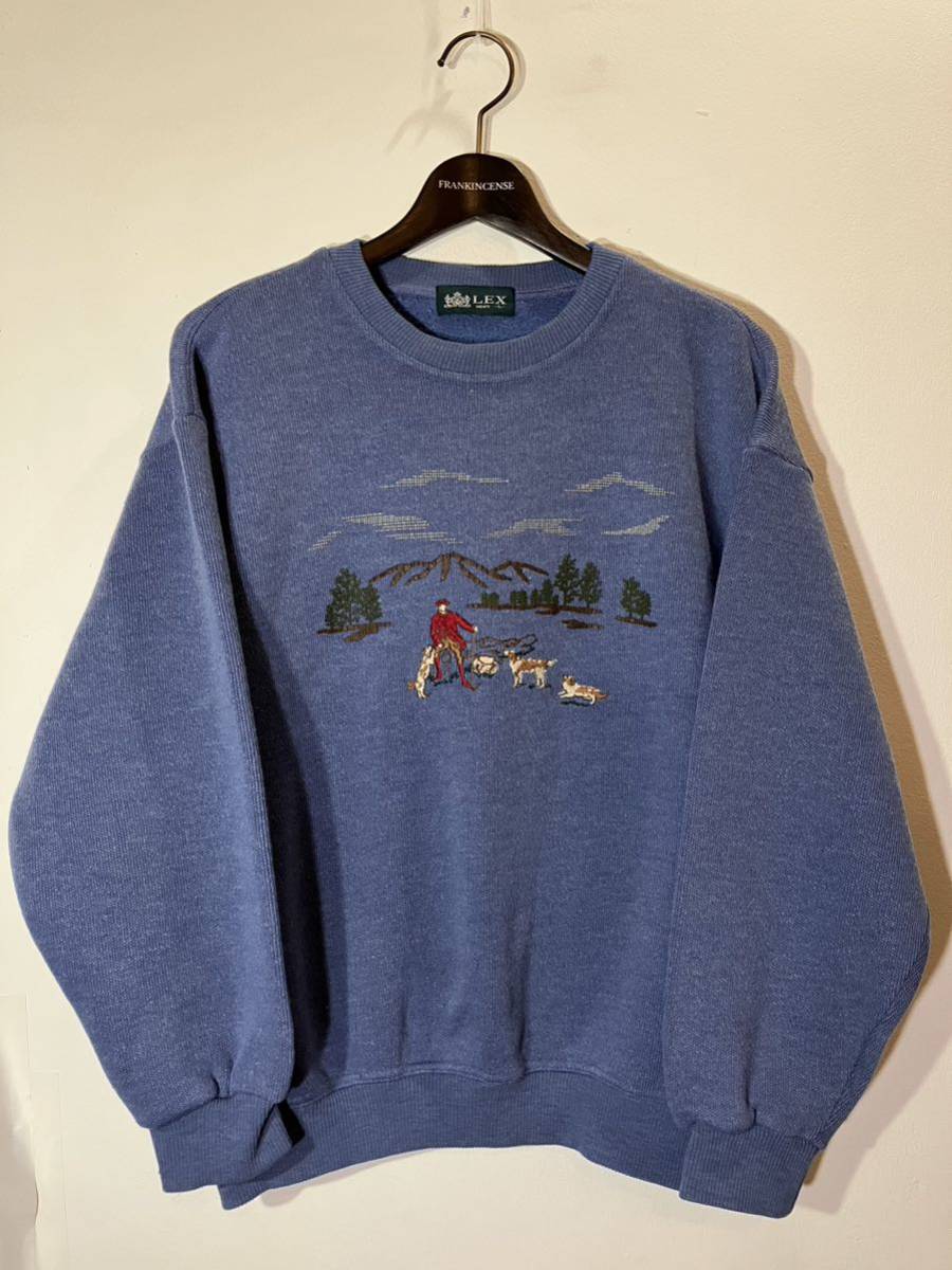 80's 90's old vintage LEX sweat shirts オールド ビンテージ 牧羊犬 刺繍 クルーネック スウェット トレーナー L USA Euro Japan 古着_画像1