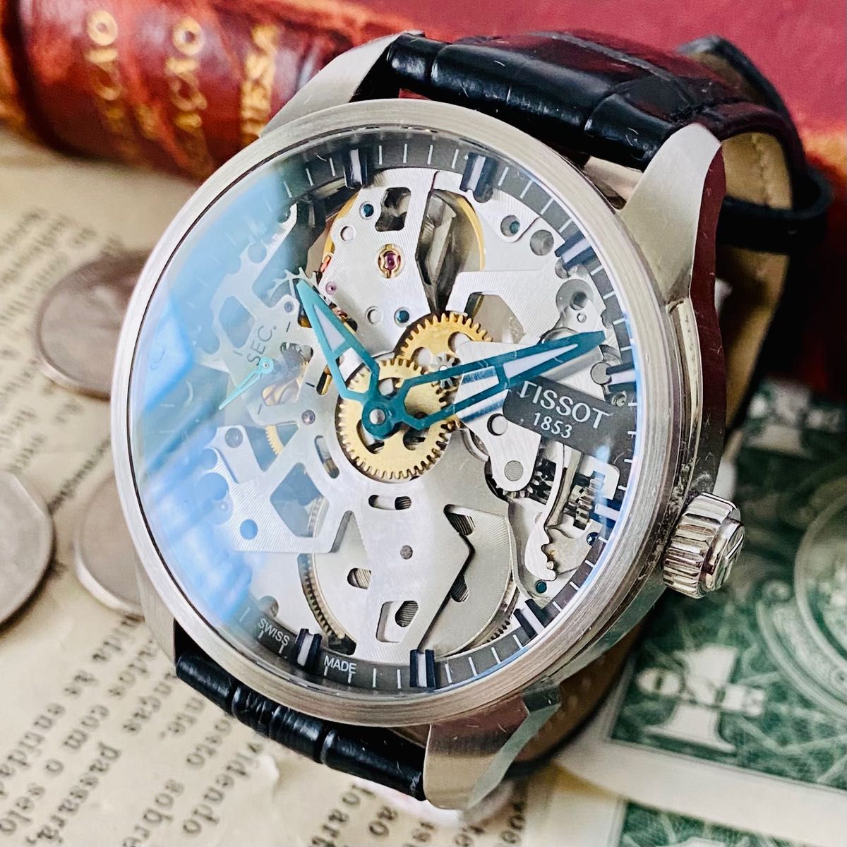 流行に 【テッソ】TISSOT T-Complication Squelette 高級 腕時計