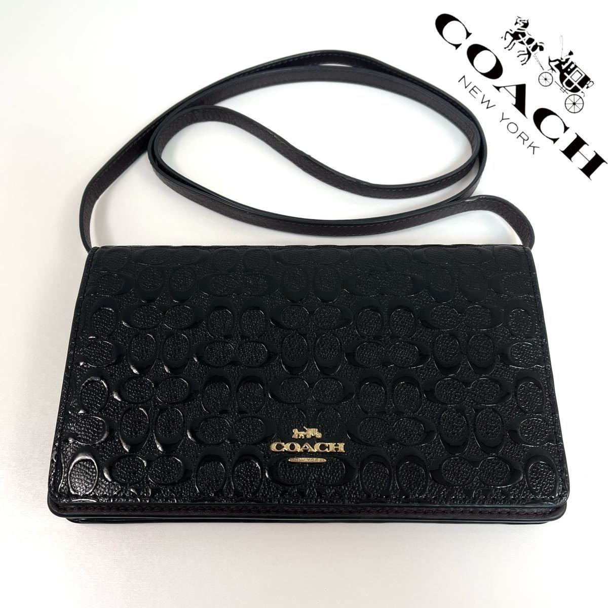 COACH コーチ エンボス加工 シグネチャー ウォレット ショルダーバッグ