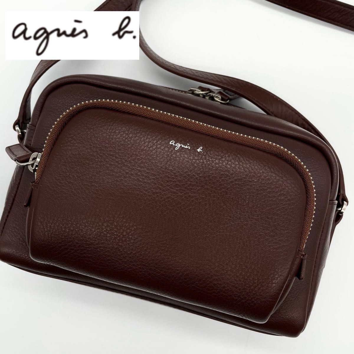 アイテムに 美品 agnes'b アニエスベー レザーショルダーバック cqiNl
