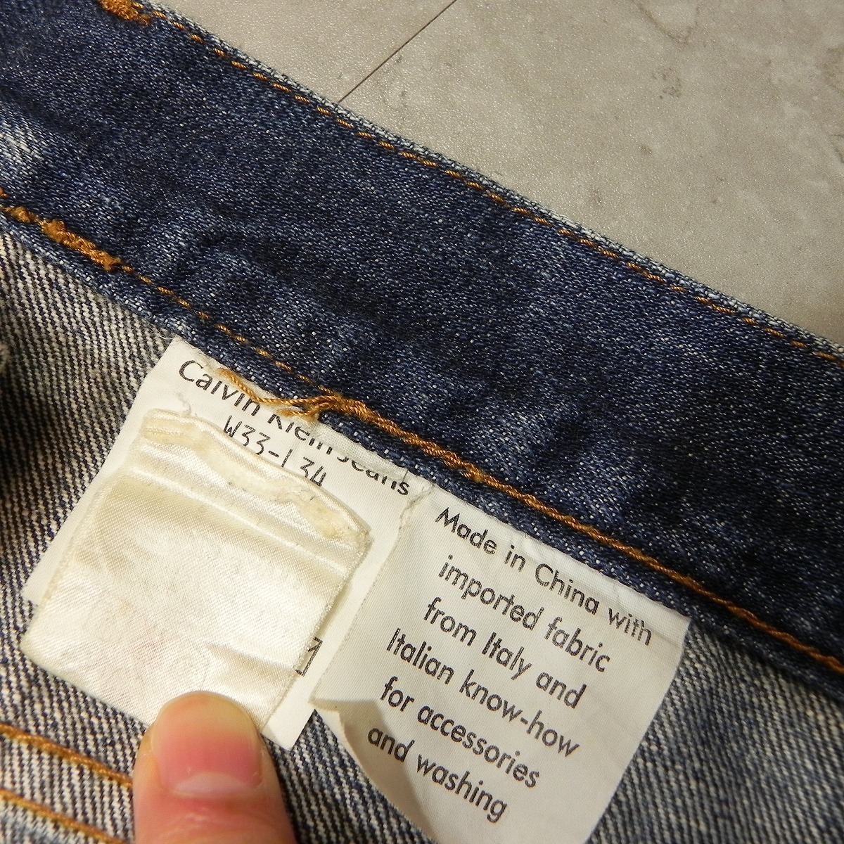 m132* Calvin Klein 80s 90s Vintage strut Denim pants jeans old clothes Calvin Klein CK leather patch original leather W33*