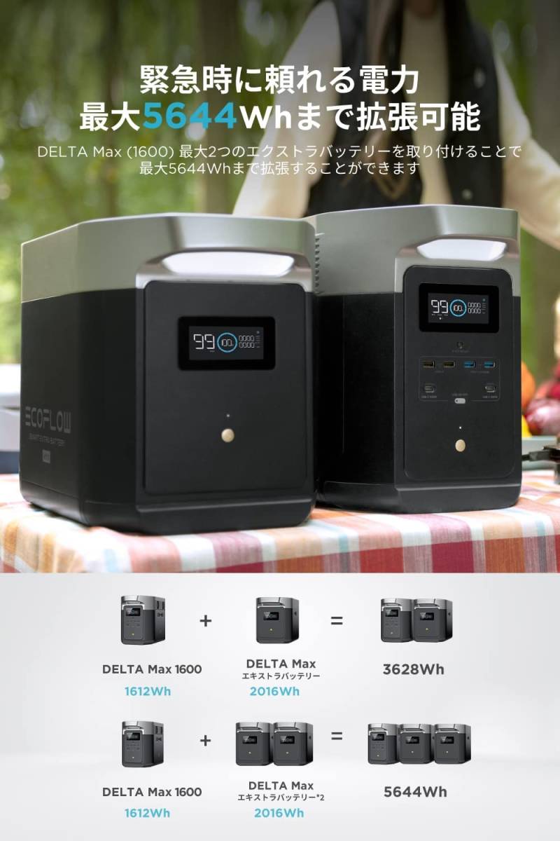 送料無料】新品 EcoFlow ポータブル電源 DELTA MAX 超大容量1612Wh AC
