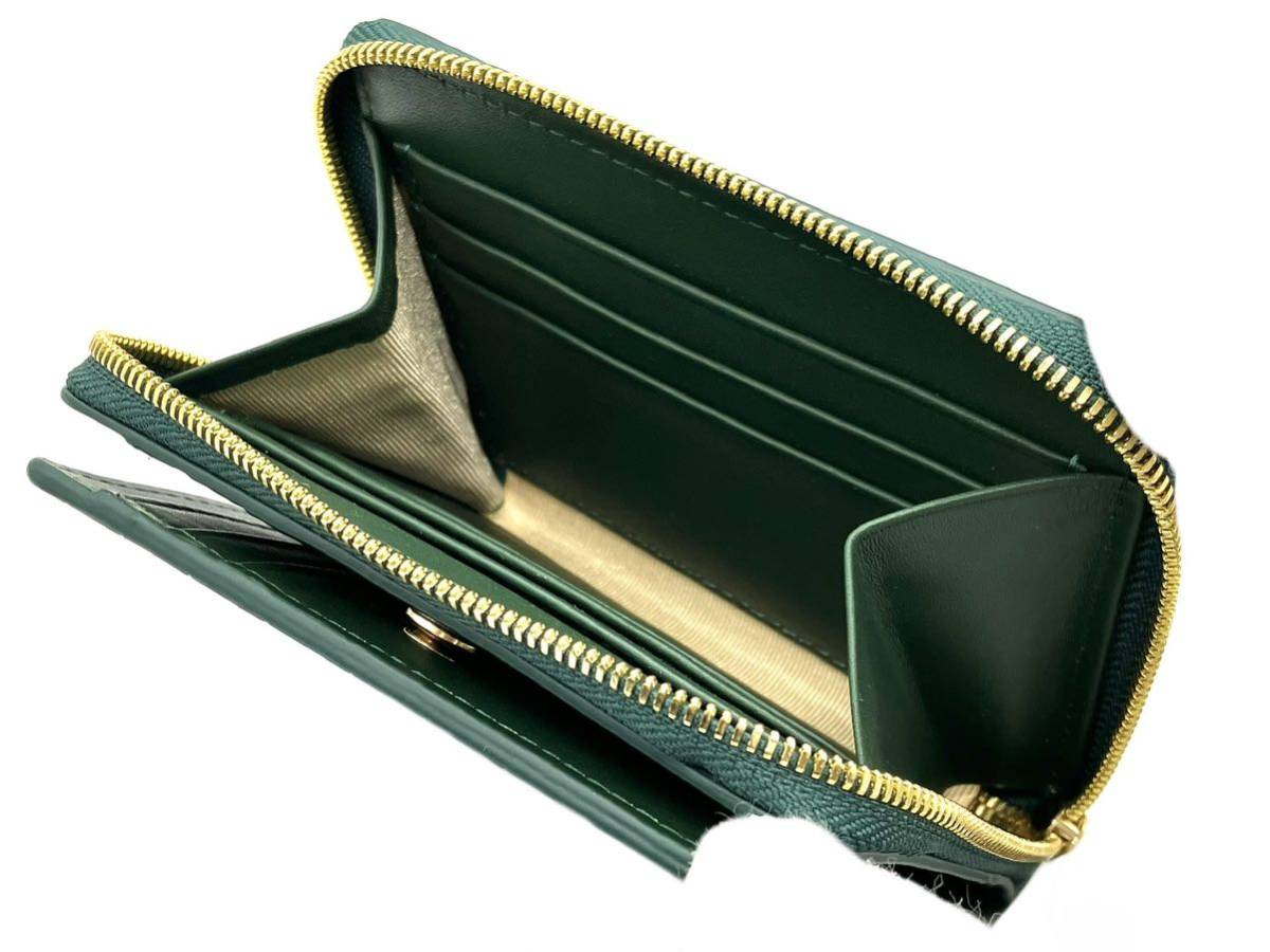 財布 メンズ レディース 二つ折り財布 クロコダイル 本革 大容量 ラウンドファスナー財布 キプロス 緑 ギフト プレゼント 使いやすい