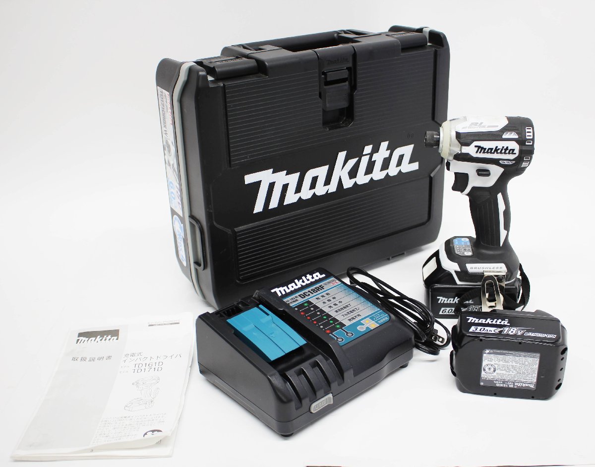 【1円】 makita マキタ 充電式 インパクトドライバ APT BL TD171DRGX W 6.0Ah 18V 電動工具 D.I.Y. 作業工具 建設 電動機 ドリル 2303-037の画像1