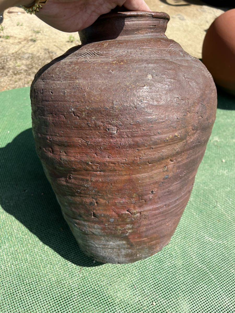 珍品 古備前 陶印 六個 波状紋 室町時代 壺 珍品 古備前 陶印 六個 波状紋 室町時代 壺