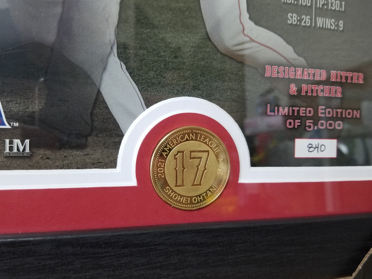 MLB 大谷翔平 エンゼルス 2021 AL MVP受賞記念 ブロンズコイン フォト