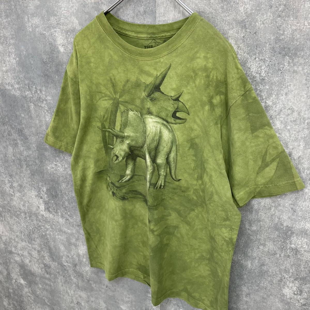 USA製 THE MOUNTAIN ザマウンテン 恐竜柄 タイダイ 半袖Tシャツ