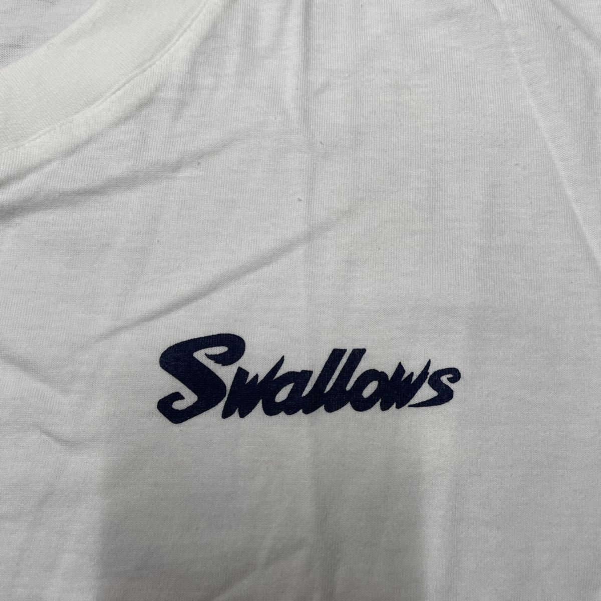 ヤクルトスワローズ Tシャツ Lサイズ ワンポイントロゴ 未使用 プロ野球 セ・リーグ Swallows メンズ ホワイト 白 綿100 Vネック_画像2
