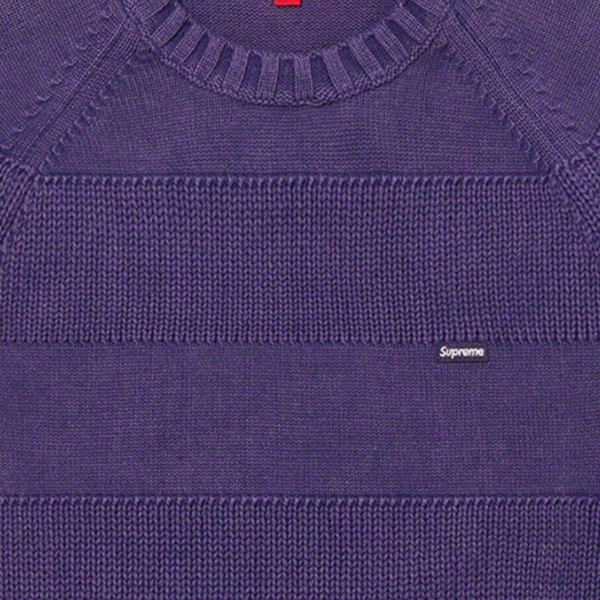 XL Supreme Small Box Stripe Sweater パープル 23ss 新品未使用 XL Supreme Small Box Stripe Sweater パープル 23ss 新品未使用