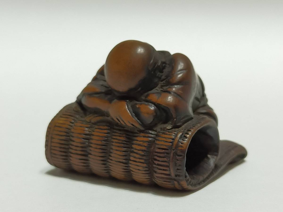 超絶技巧！時代 黄楊彫 柘植彫 木彫 居眠り 根付 NETSUKE 提物 印籠 成り行き!売り切り! _画像1