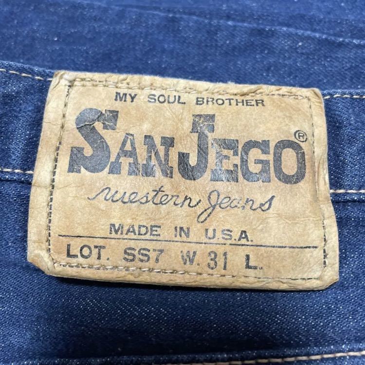 ヴィンテージ　70s USA製 SANJEGO デニム ジーンズ　サンジェゴ　国産ヴィンテージ　ビンテージ　耳付き　赤耳　セルビッチ_画像3