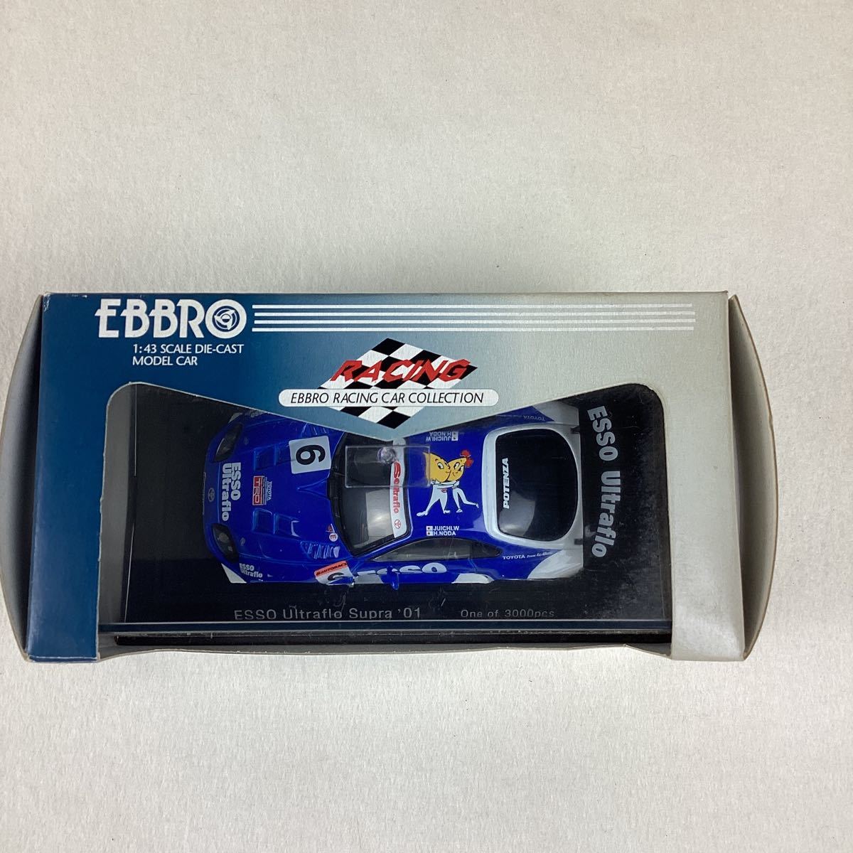o3411 EBBRO エブロ ‘01 SUPRA JGTC ESSO Ultraflo BLUE 1/43 #6 スプラ ミニカー レーシングカー 外箱付きの画像3