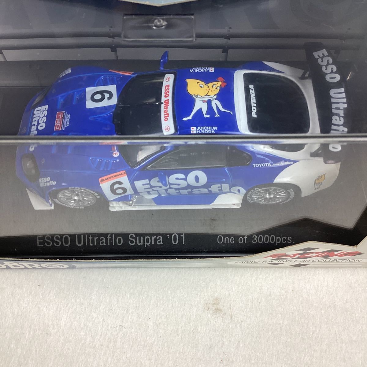 o3411 EBBRO エブロ ‘01 SUPRA JGTC ESSO Ultraflo BLUE 1/43 #6 スプラ ミニカー レーシングカー 外箱付きの画像9