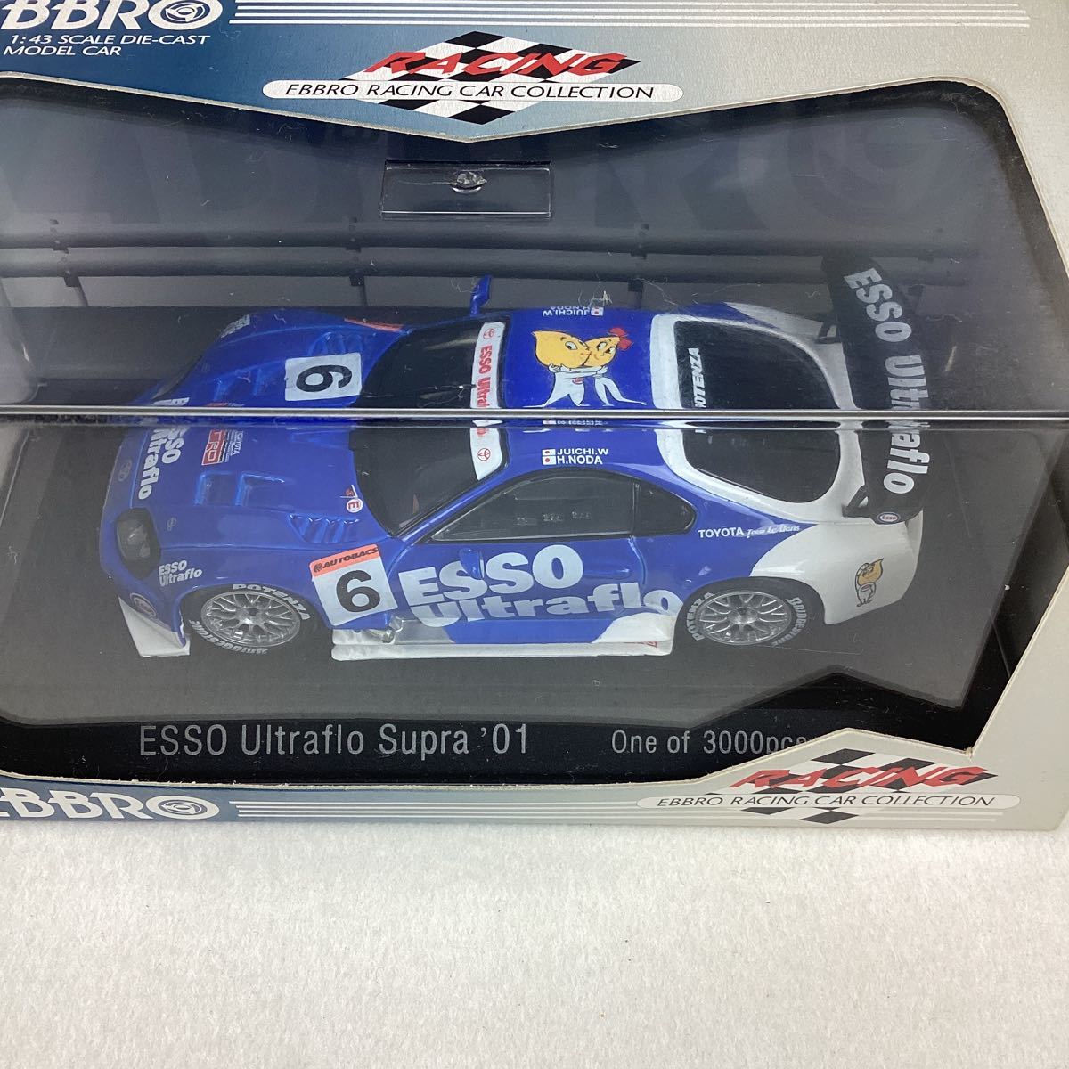 o3411 EBBRO エブロ ‘01 SUPRA JGTC ESSO Ultraflo BLUE 1/43 #6 スプラ ミニカー レーシングカー 外箱付きの画像4