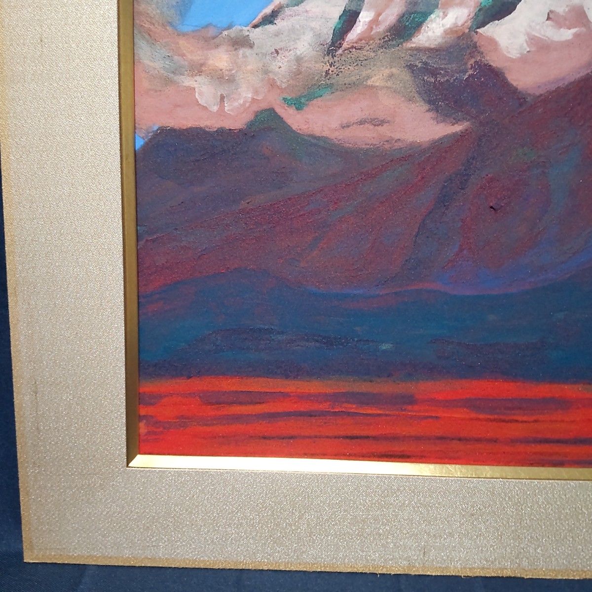 257 絵画 日本画 風景画 作者不明 山 額装 額縁付き | cumbiafilms.com