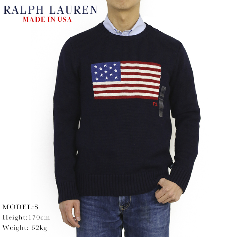 新品 アウトレット b686 Lサイズ コットン クルーネックセーター アメリカ国旗 polo ralph lauren ポロ ラルフ ローレン