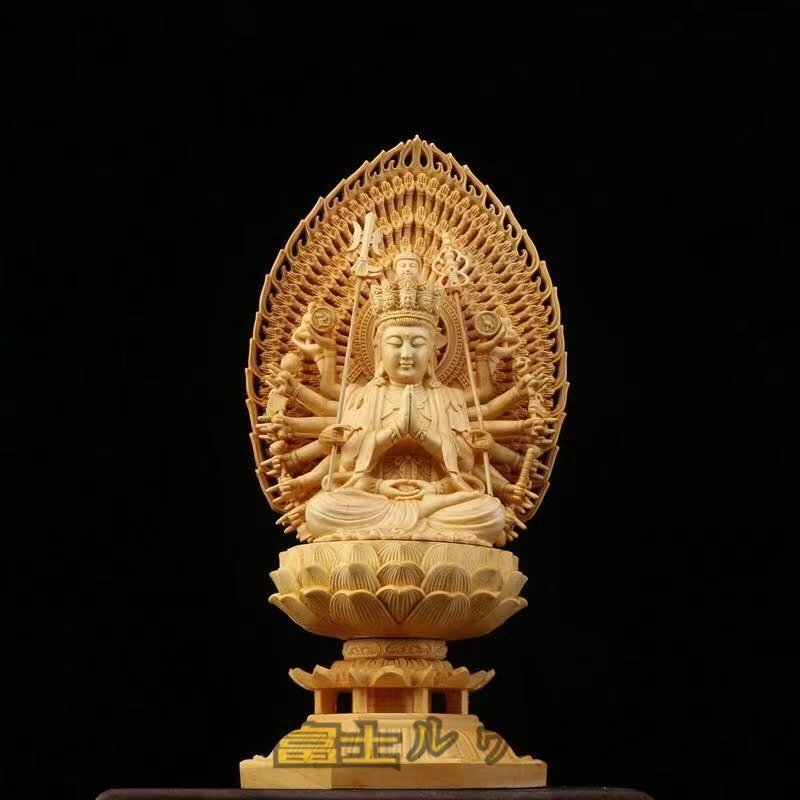 極上質☆ 観音菩薩座像 仏教美術 精密彫刻 仏像 手彫り 木彫仏像 仏師