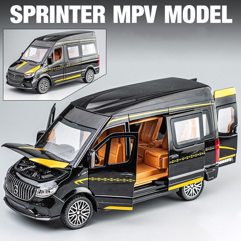 1/24 Mercedes Benz Sprinter MPV Van model car minicar head light lighting pullback type 