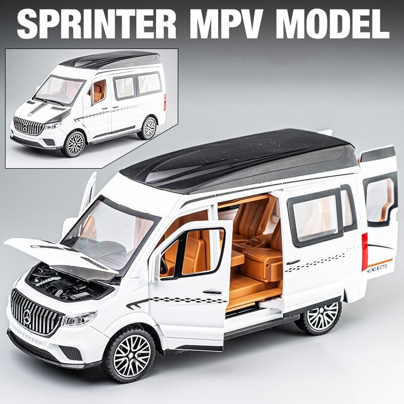 1/24 Mercedes Benz Sprinter MPV Van model car minicar head light lighting pullback type 