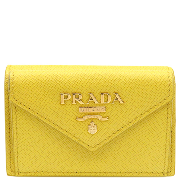 PRADA 三つ折り財布 ペーパーミニウォレット BLUETTE イエロ 黄色-