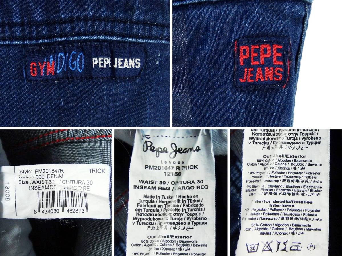 ■Pepe Jeans ぺぺジーンズ GYM INDIGO / PM201647R / メンズ / インディゴ ウォッシュ加工 ストレッチ デニム ジョガーパンツ size 30_画像3