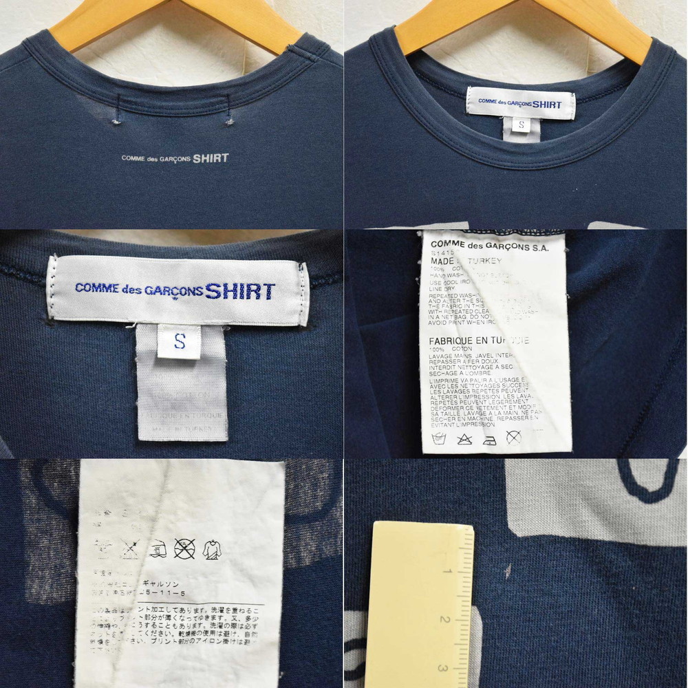 トルコ製 COMME des GARCONS SHIRT コム・デ・ギャルソン シャツ 半袖Tシャツ ネイビー系 メンズS(31129_画像3