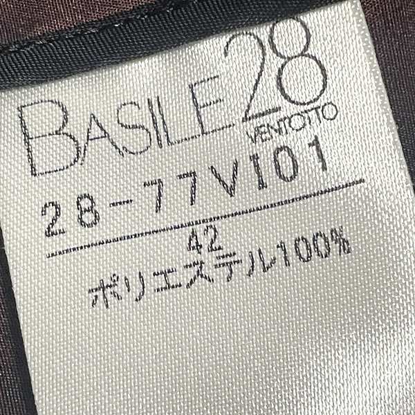 #anc バジーレ BASILE28 ジャケット 長袖 ビッグボタン ショート丈 光沢 サテン生地 42 ボルドー レディース [776942]_画像5