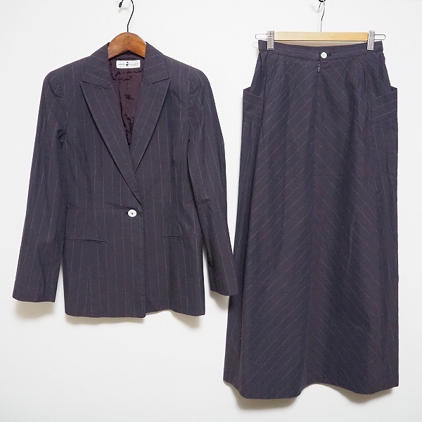 #anc ヒロココシノ HIROKOKOSHINO セットアップ 9 紫系 ツーピース スカート ロング ストライプ レディース [755387]