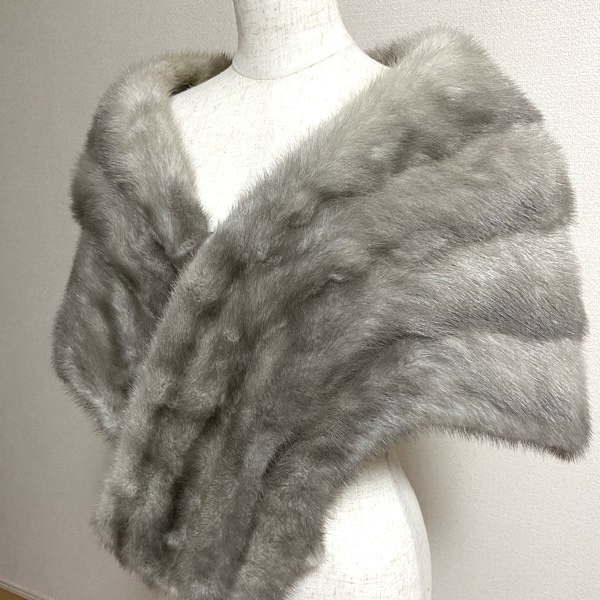 #wnzm mink fur shawl cape gray lady's [799669]