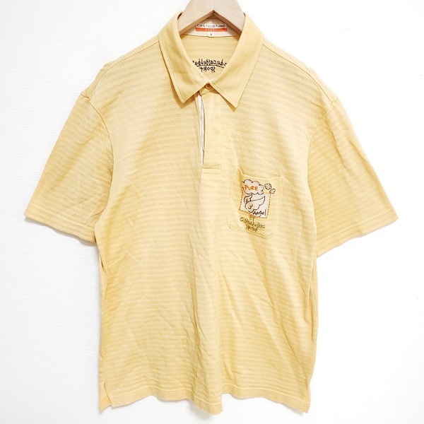 #snc カステルバジャック スポーツ Castelbajac SPORT ポロシャツ 4 黄色 刺繍 ボーダー メンズ [804868]_画像1