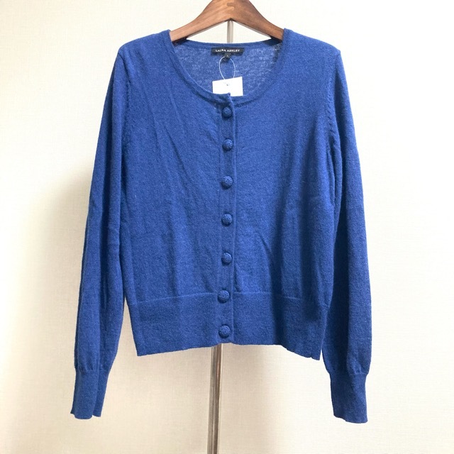 #wnc ローラアシュレイ LAURAASHLEY カーディガン L 青 アンゴラ混 レディース [802440]_画像1