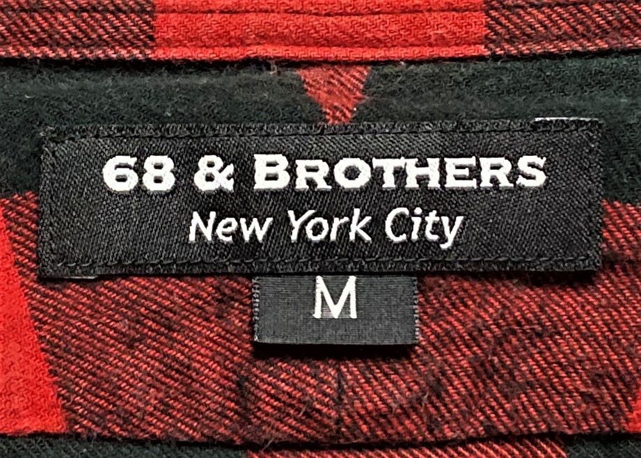 送料520円68&BROTHERS アメカジ綿ネル生地ブロックチェック長袖シャツ レッド×ブラック Mサイズ赤黒柄