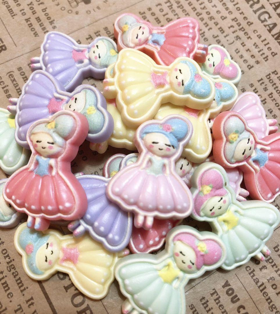  girl 20 piece deco parts plastic parts hand made material assortment pastel . Princess dress 