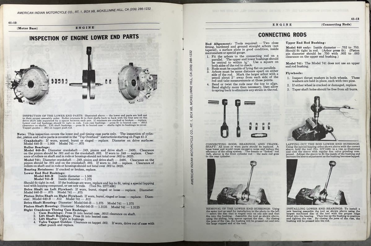 インディアンモーターサイクル サービスマニュアル MODEL 741 ARMY SCOUT , 640 SPORT SCOUT 1934年以降の全てのスカウトモデル対応_画像7