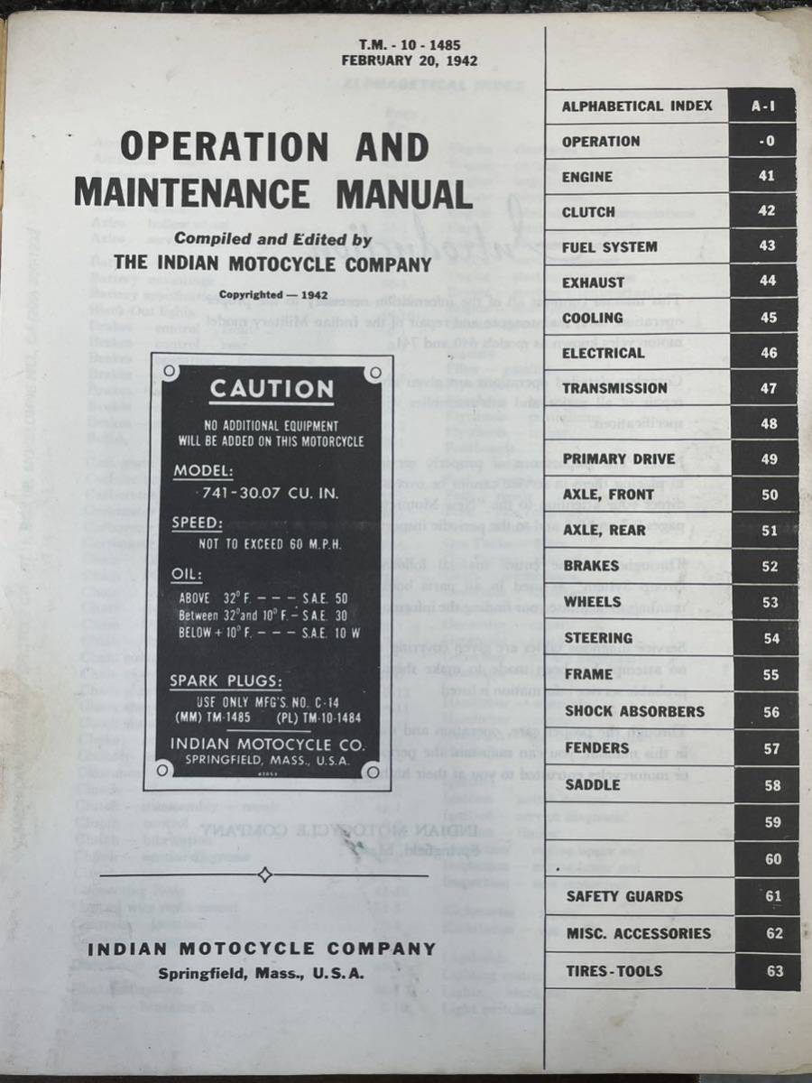 インディアンモーターサイクル サービスマニュアル MODEL 741 ARMY SCOUT , 640 SPORT SCOUT 1934年以降の全てのスカウトモデル対応_画像3