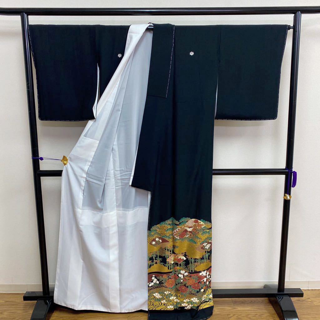 着物月花 作家物 金彩 五三桐紋 縮緬 未使用品 ki667 正絹 共八掛 百華