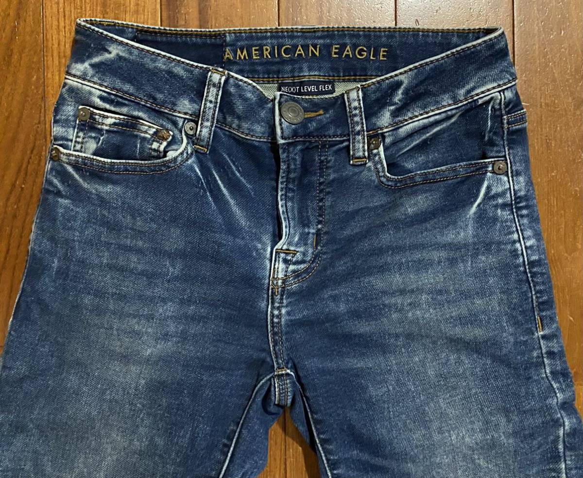 ■AMERICAN EAGLE OUTFITTERS■アメリカンイーグルのスウェットスキニーデニムパンツ■W26_画像3