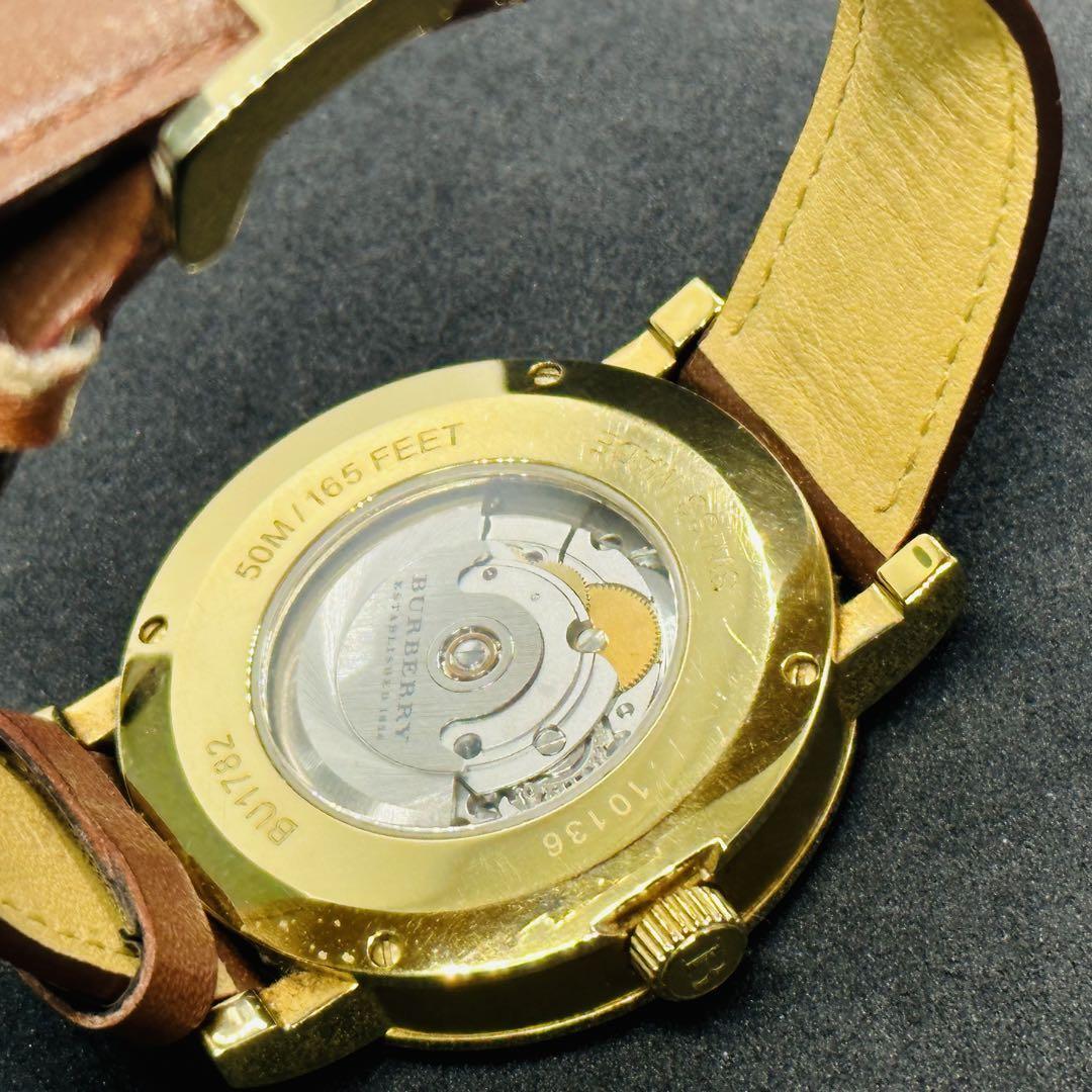 Burberry BU1782 ゴールド 腕時計 裏スケ スケルトン 金 茶 ブラウン