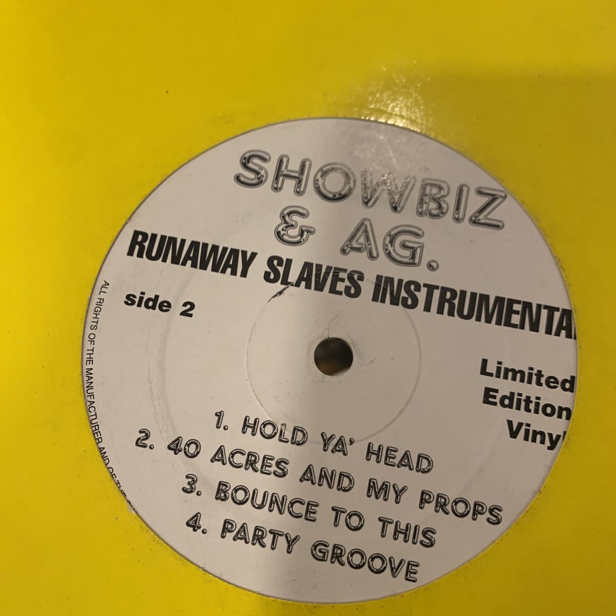 Showbiz & A.G* Runaway Slaves Instrumentals 中古レコード_画像2