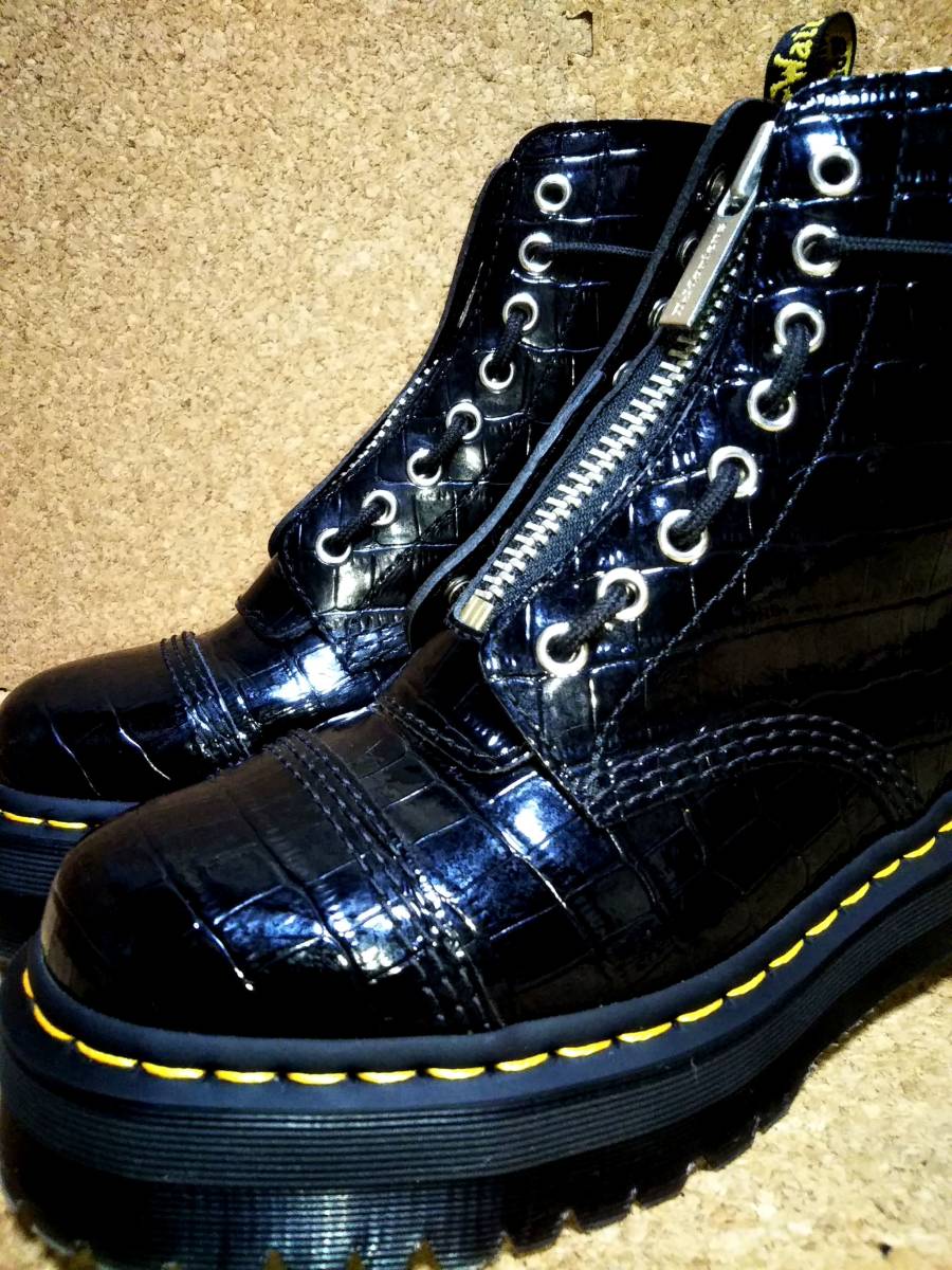 【Dr.MARTENS】ドクターマーチン シンクレア ジャングルブーツ UK6 (25cm ) BLACK PATENT LAMPER CROC EMBOSS アトモス限定 厚底【美品】_画像1