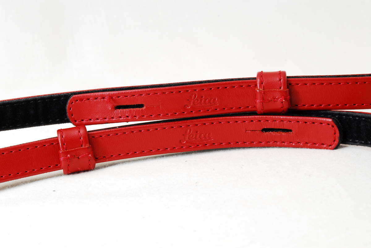 ☆LEICA ライカ 純正 革 レザー カメラ ストラップ 赤色(レッド) 型押し文字 キャリング Leather Camera Strap ネック ショルダー 14457☆_画像3