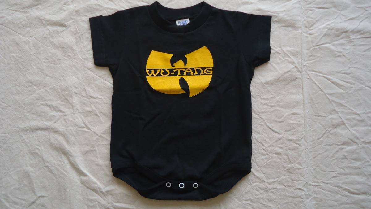 Wu-Tang Clan Logo Onesie black 18M %offu- tongue * Clan NYC HIP HOP short sleeves one ji- body suit 18 months letter pack post service light 