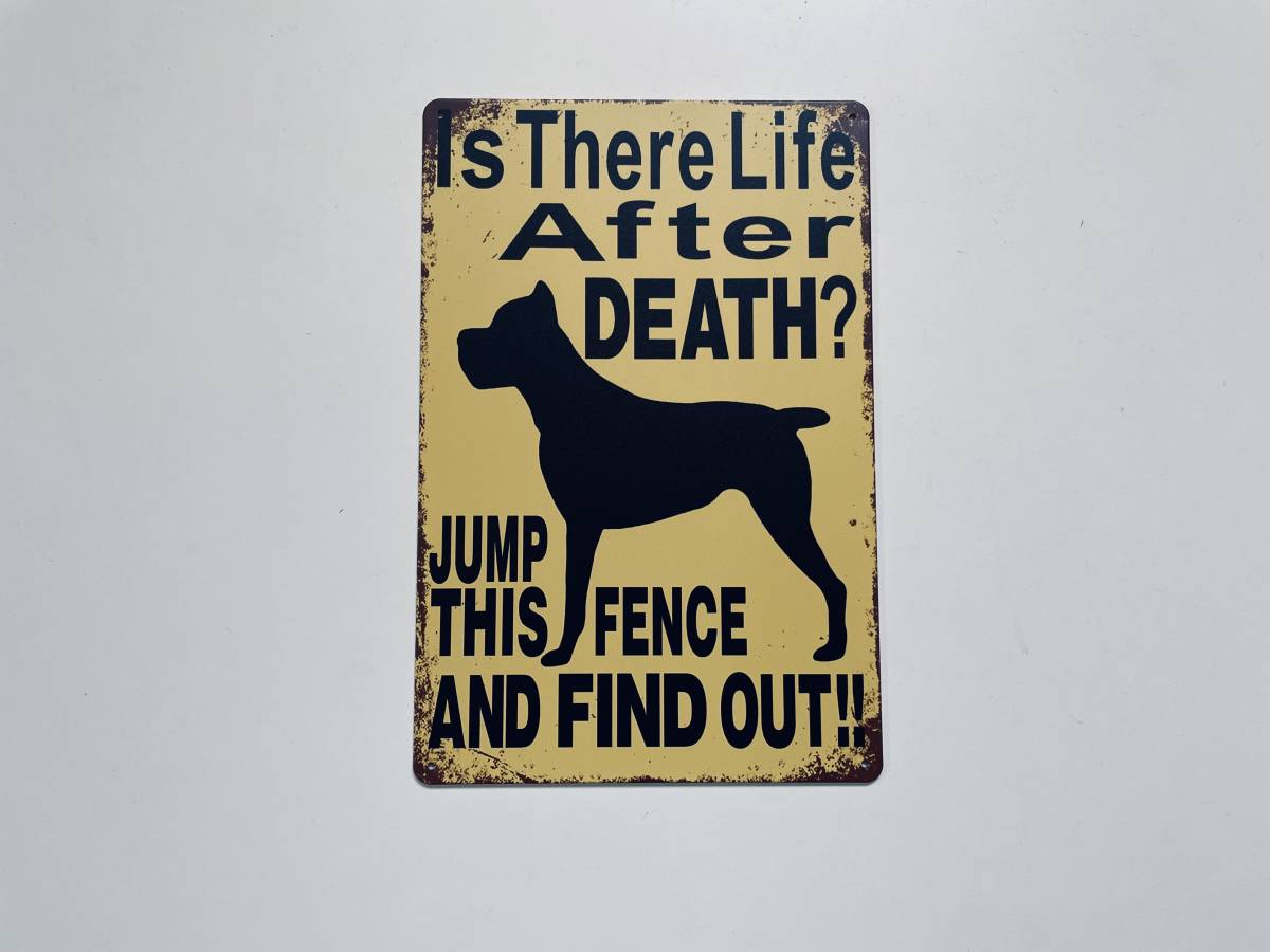 ブリキ看板 20×30㎝ 犬に注意 いぬ 警告 DOG Is After DEATH? JUMP THIS FENCE AND FIND OUT!! アメリカン雑貨 インテリア 新品 PRO-521_画像5