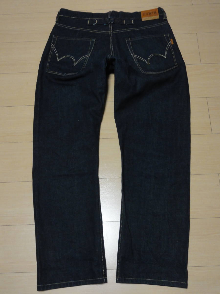  cheap large (W90~92cm rank ) made in Japan cell biji high class model *EDWIN GENUINE QUALITY SELVAGE DENIM( Edwin )*. color Denim ground * high class jeans 33