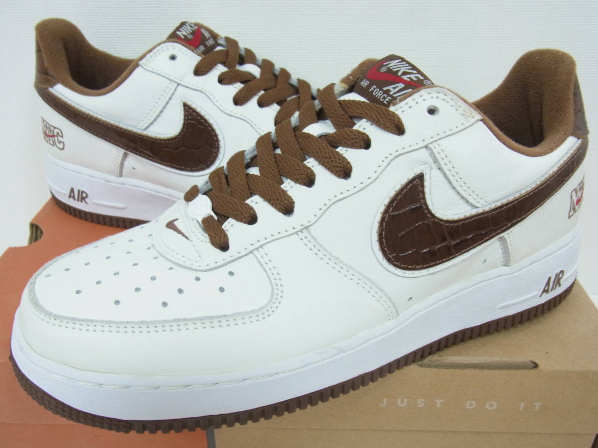 新品箱付 2003 NIKE AIR FORCE 1 NYC WHITE BISON RED CROCO BROWN LOW ナイキ エア フォース ニューヨーク ブラウン 26cm US8 306509-121