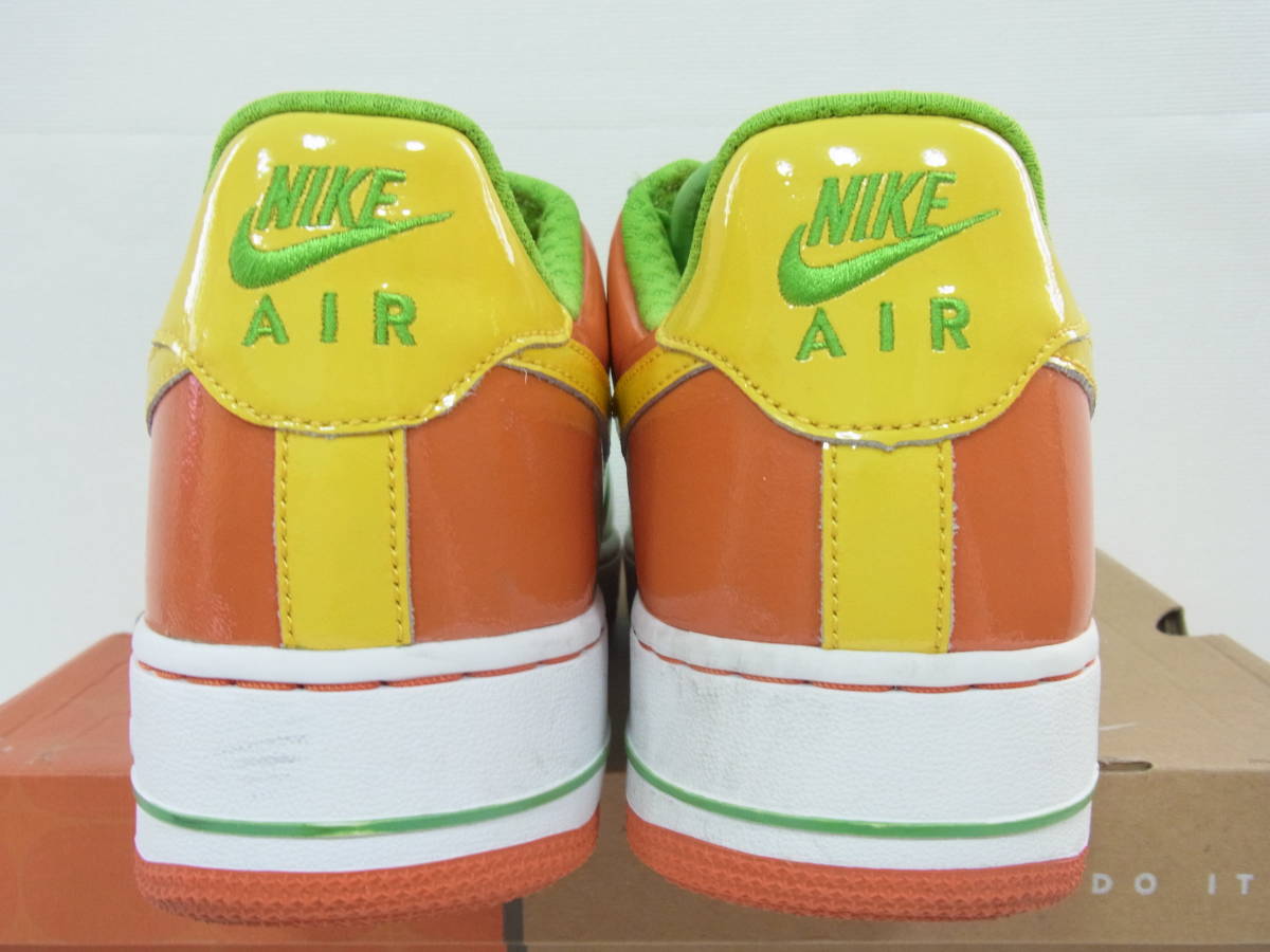 美中古箱付 2006 NIKE AIR FORCE 1 PREMIUM GREEN BEAN ORANGE PATENT ナイキ エア フォース プレミアム グリーン 27cm US9 312945-372_画像3