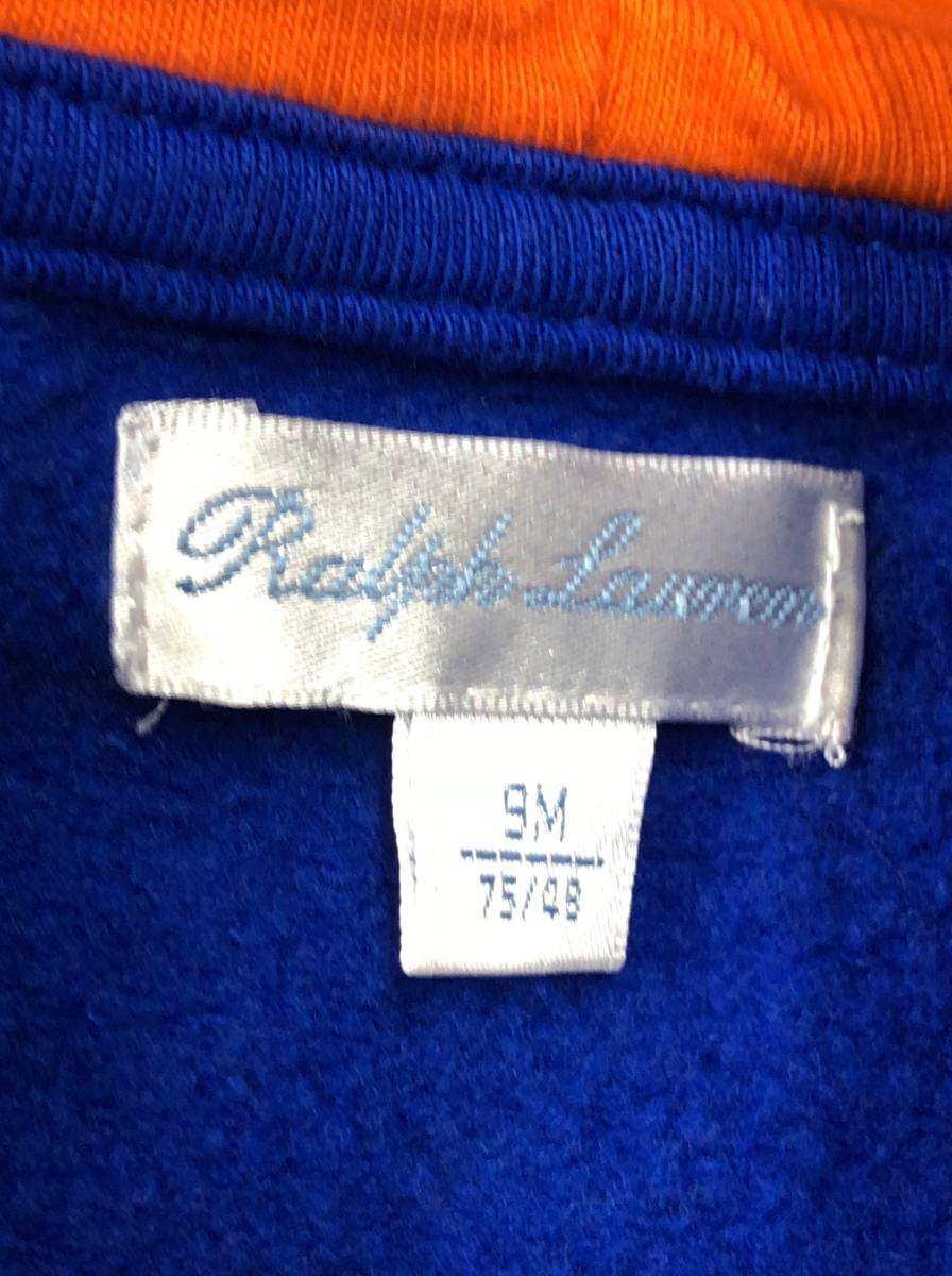 Ralph Lauren ベビー パーカー 裏起毛 サイズ 9M 75/48 9ヶ月 ブルー系 キッズ 子供服 男の子 ラルフローレン 23032402_画像3