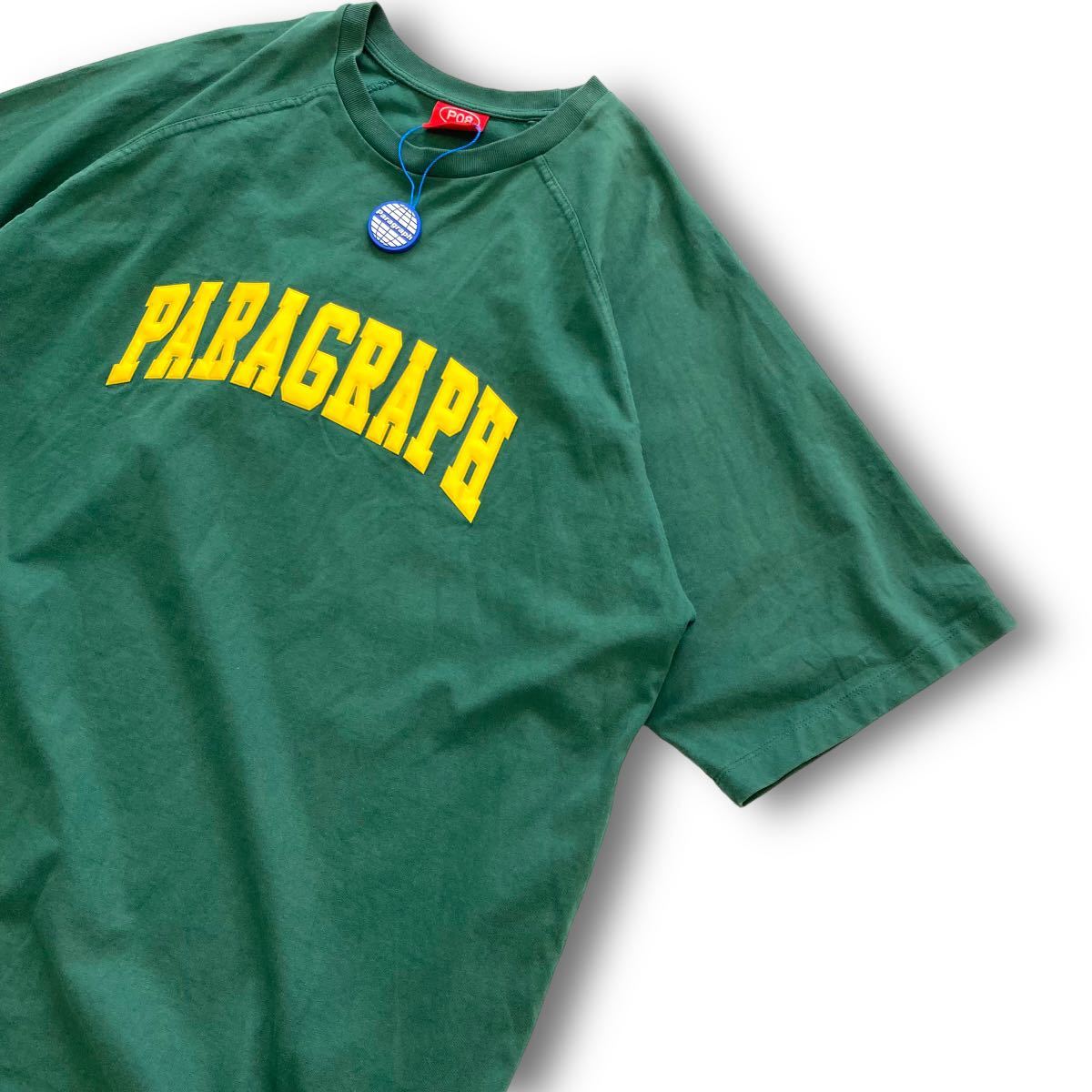 【PARAGRAPH】パラグラフ アーチ立体ロゴ Tシャツ 緑 グリーン オーバーサイズ ビッグシルエット ゆるだぼ コムドット タグ付き 刺繍ロゴ