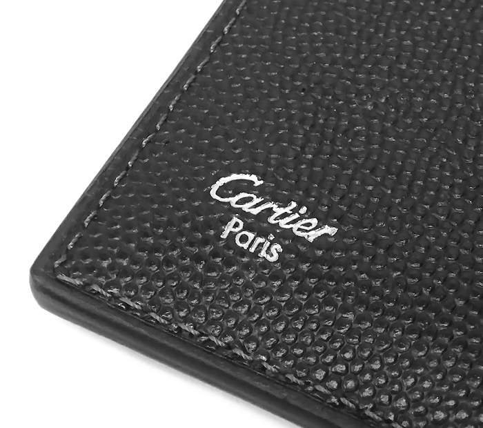 【超美品 ほぼ未使用】 カルティエ Cartier サントス 二つ折り財布 小銭入れ付き レザー ブラック メンズ 紳士 レディース シンプル スリム_画像7