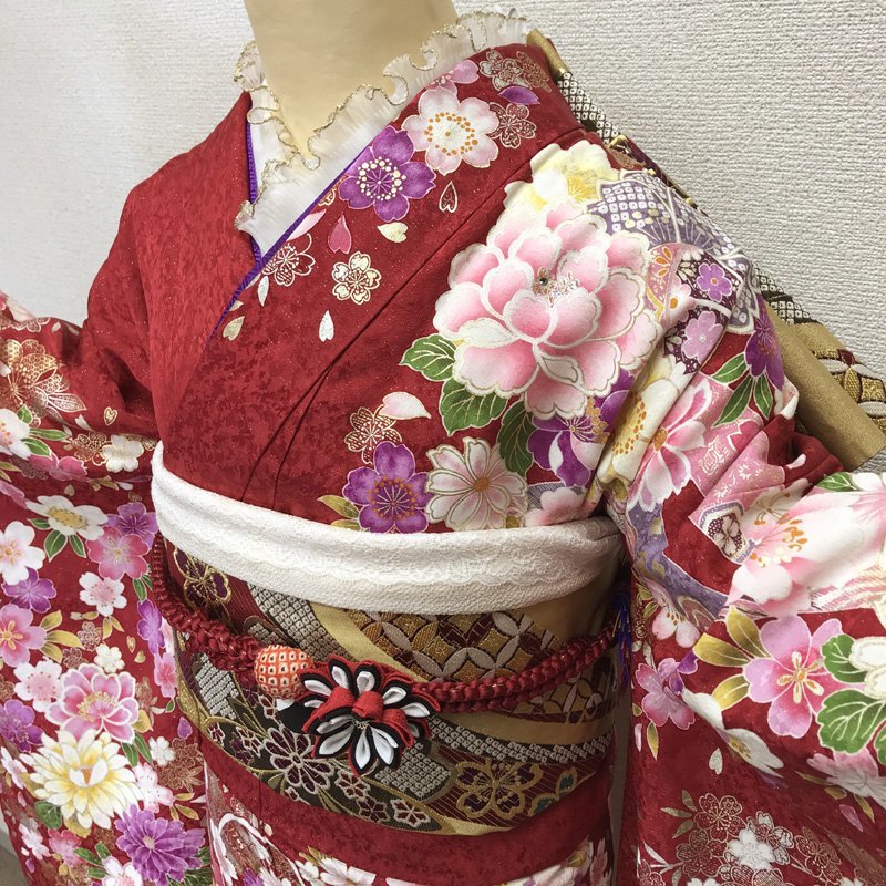 ◎高身長の方にも!京都きもの友禅 ラメ振袖 金彩 成人式◎美品 303z3